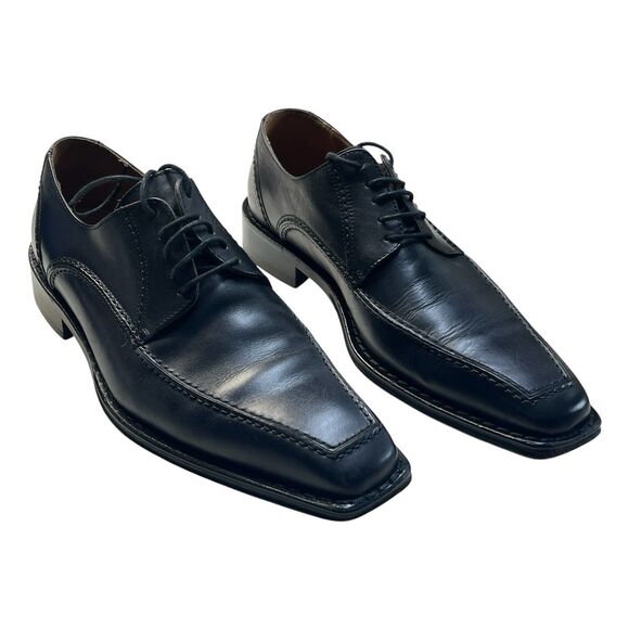 Calzoleria Toscana Handmade Black Leather Oxfords Men\'s 42 US 9 Square Toe Italy main image 11